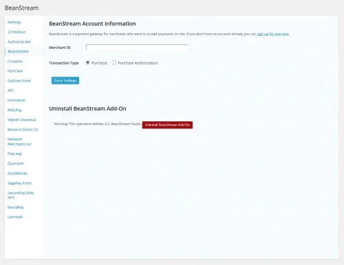 GFBeanStreamSettingsPage Worldline Payment API Gateway for Gravity Forms