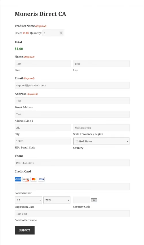 GFMonerisDirectCADefaultForm Moneris Direct CA Payment Gateway for Gravity Forms