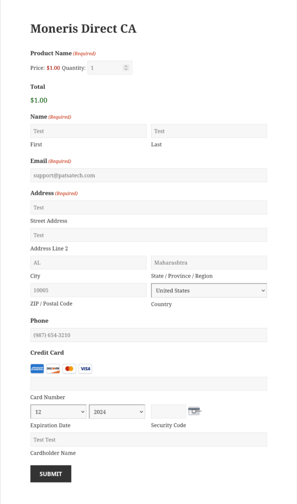 GFMonerisDirectCADefaultForm Moneris Direct CA Payment Gateway for Gravity Forms