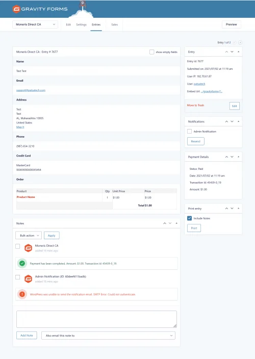 GFMonerisDirectCAEntryPage Moneris Direct CA Payment Gateway for Gravity Forms