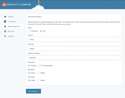 GFMonerisDirectCASettingsPage Moneris Direct CA Payment Gateway for Gravity Forms