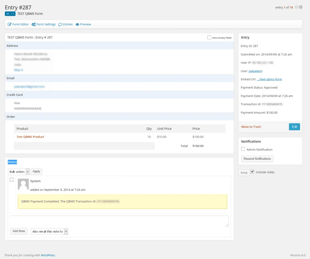 GFQBMSEntryDetailsPage QuickBooks Payment Gateway for Gravity Forms