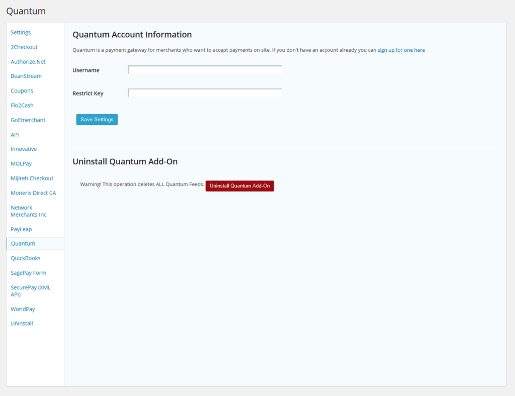GFQuantumSettingsPage Quantum Payment Gateway for Gravity Forms