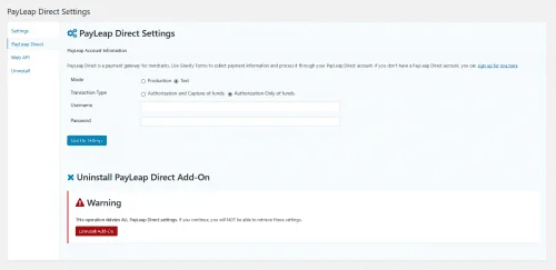 PayLeap Direct Gateway for Gravity Forms