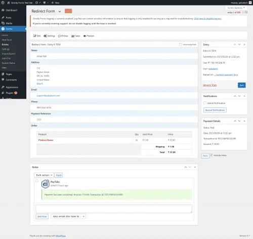 PayTabs Gateway for Gravity Forms