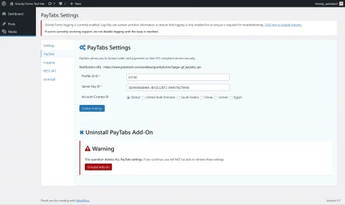PayTabs Gateway for Gravity Forms