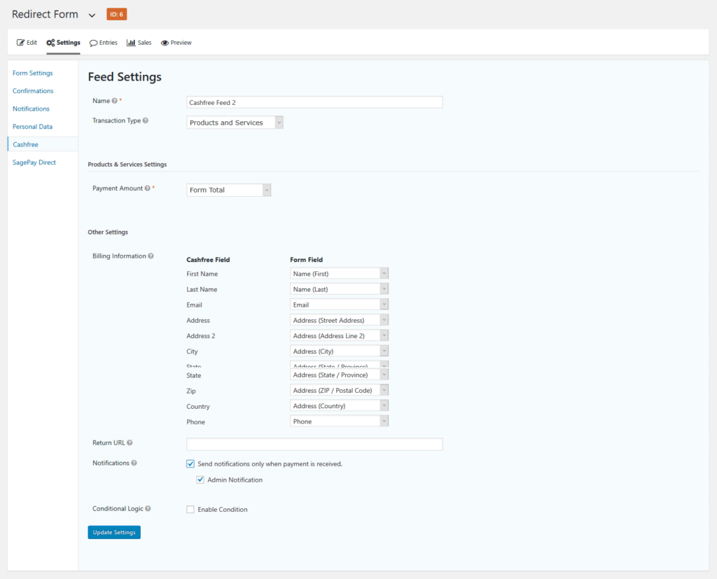 GFCashfreeFeedSettingsPage Cashfree Gateway for Gravity Forms