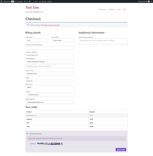 WooCommerce Moneris Checkout Checkout Page