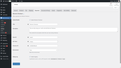WooCommerce Moneris Checkout Settings Page