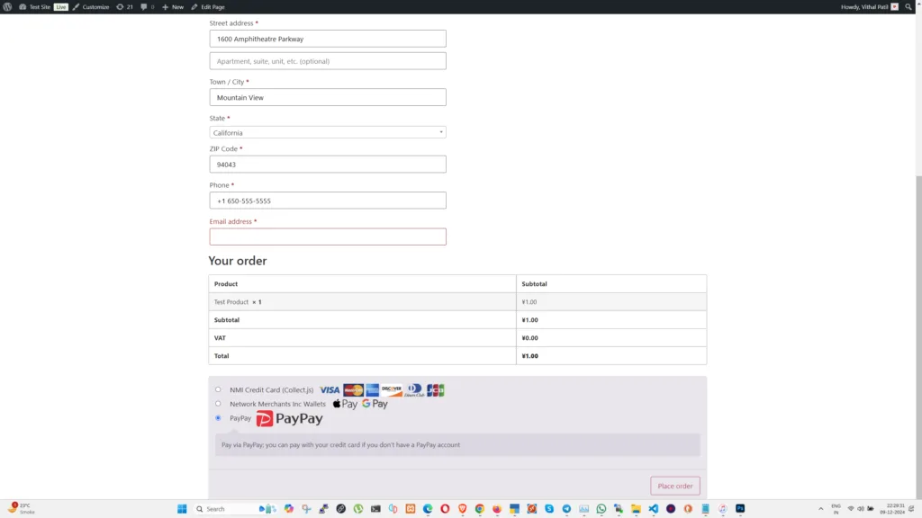 WooCommerce PayPay Checkout Page