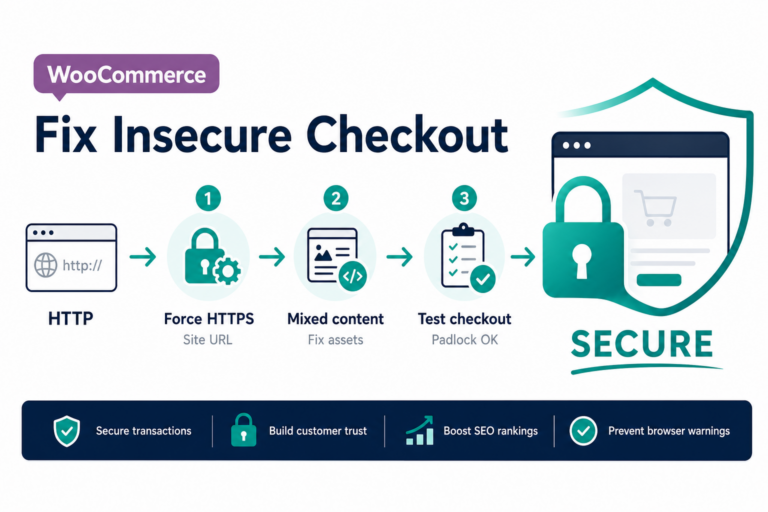 Featured image: WooCommerce insecure checkout: SSL, mixed content, and HTTPS fixes