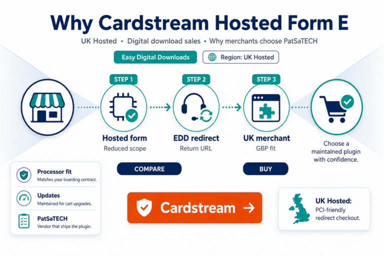 Featured image: Why Cardstream Hosted Form for Easy Digital Downloads: PCI-friendly hosted checkout