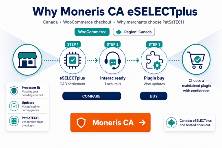 Featured image: Why Moneris CA eSELECTplus merchants should use PatSaTECH's WooCommerce plugin