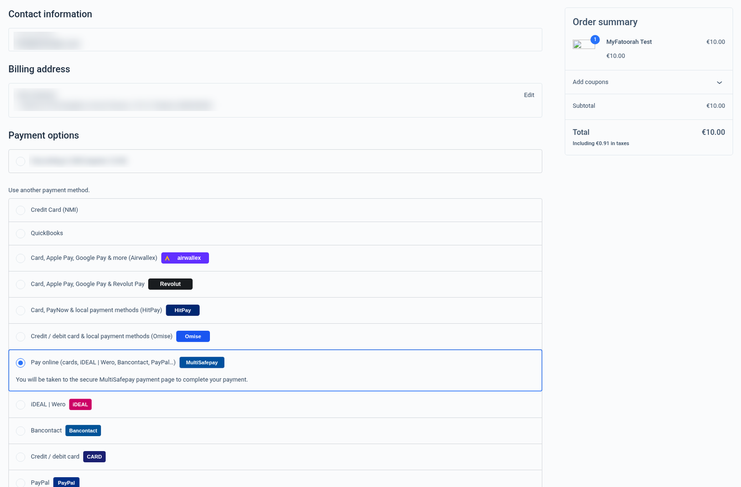Blocks checkout with MultiSafepay
