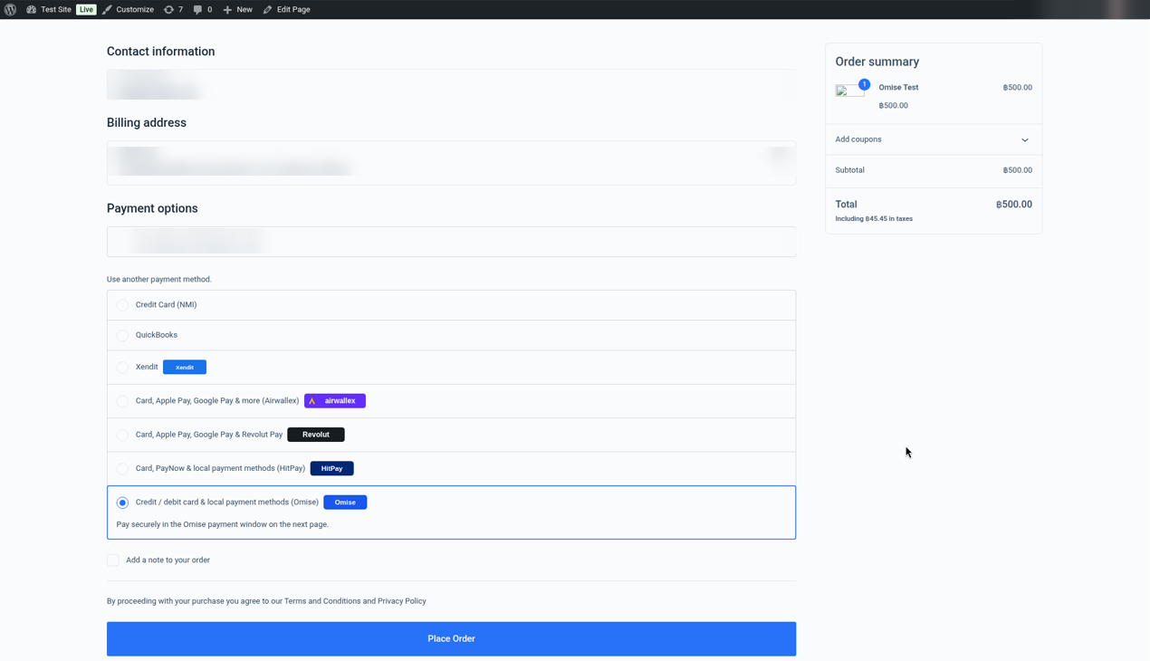 Blocks checkout with Omise
