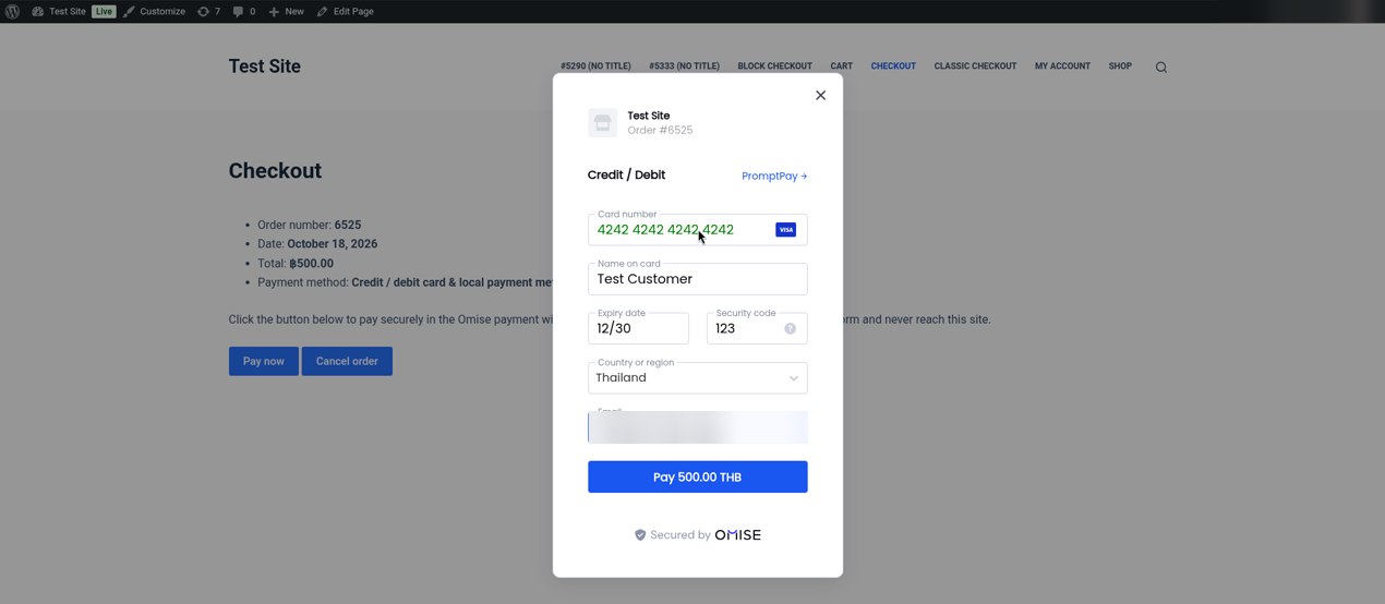 Omise payment window
