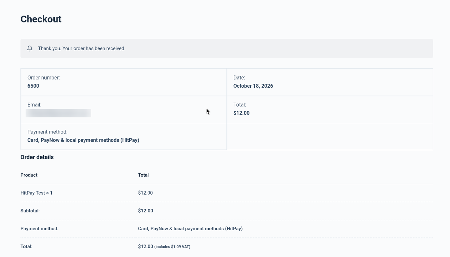 Order received