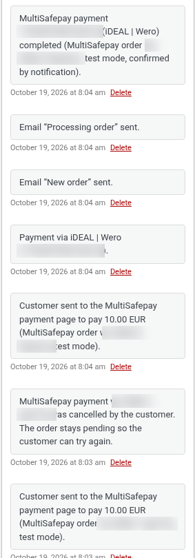Order notes