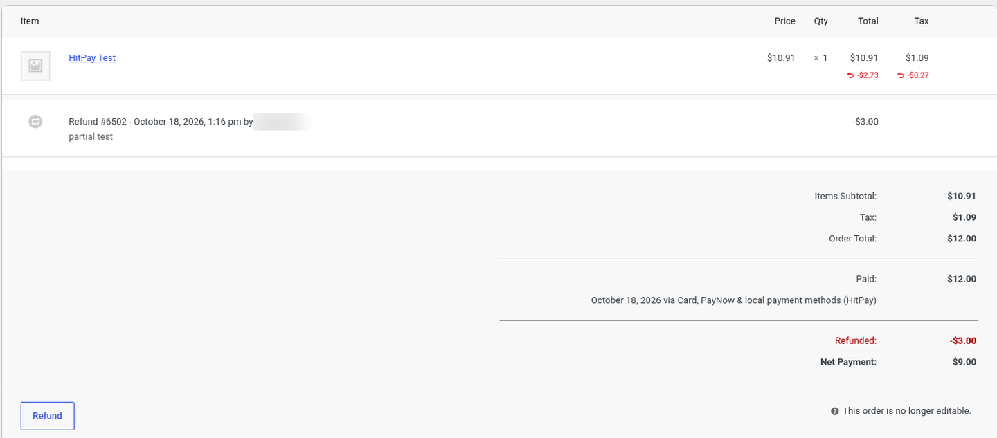 Partial refund