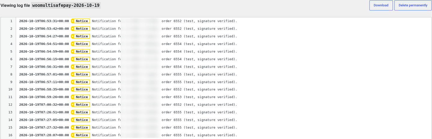 woomultisafepay log