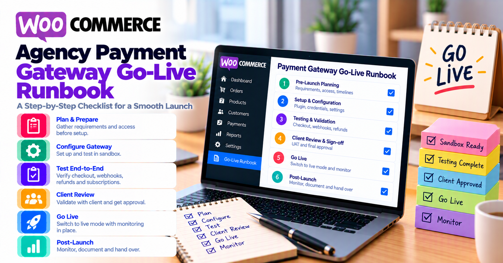 Agency payment gateway go-live runbook for WooCommerce (checklist + comms) — WooCommerce payment infographic