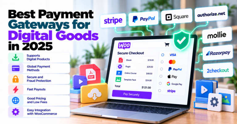 Best Payment Gateways For Digital Goods In 2025 — WooCommerce payment infographic