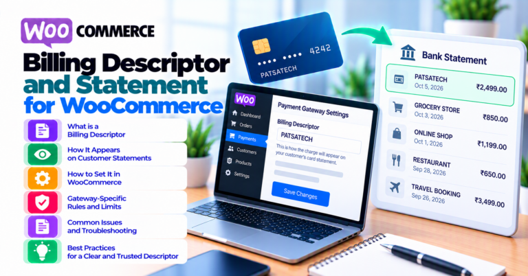 Billing descriptors on WooCommerce: match your brand to what customers see on statements — WooCommerce payment infographic