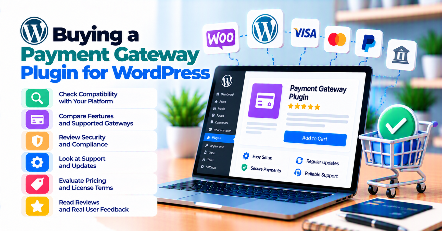 Buying a payment gateway plugin for WordPress: checklist before you purchase — WooCommerce payment infographic