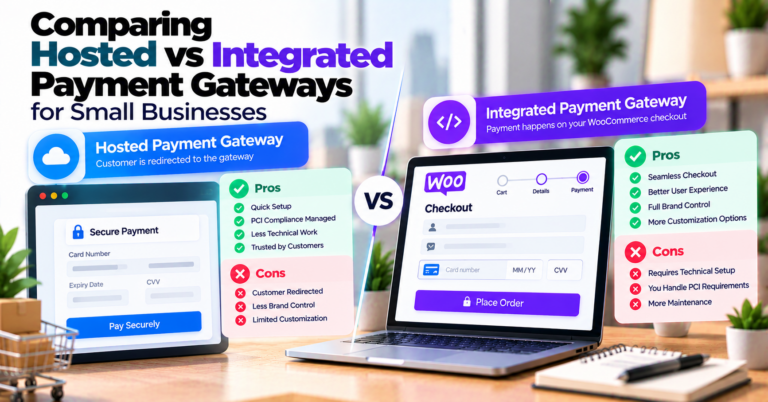 Hosted vs integrated payment gateways: which is better for small businesses? — WooCommerce payment infographic