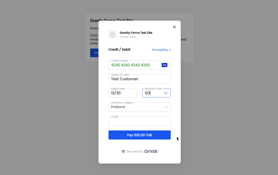 Omise payment window