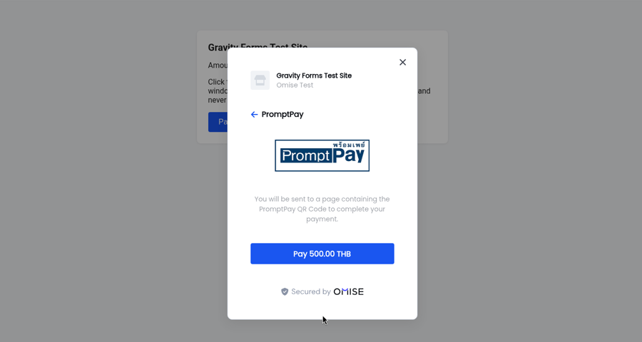 PromptPay in the payment window