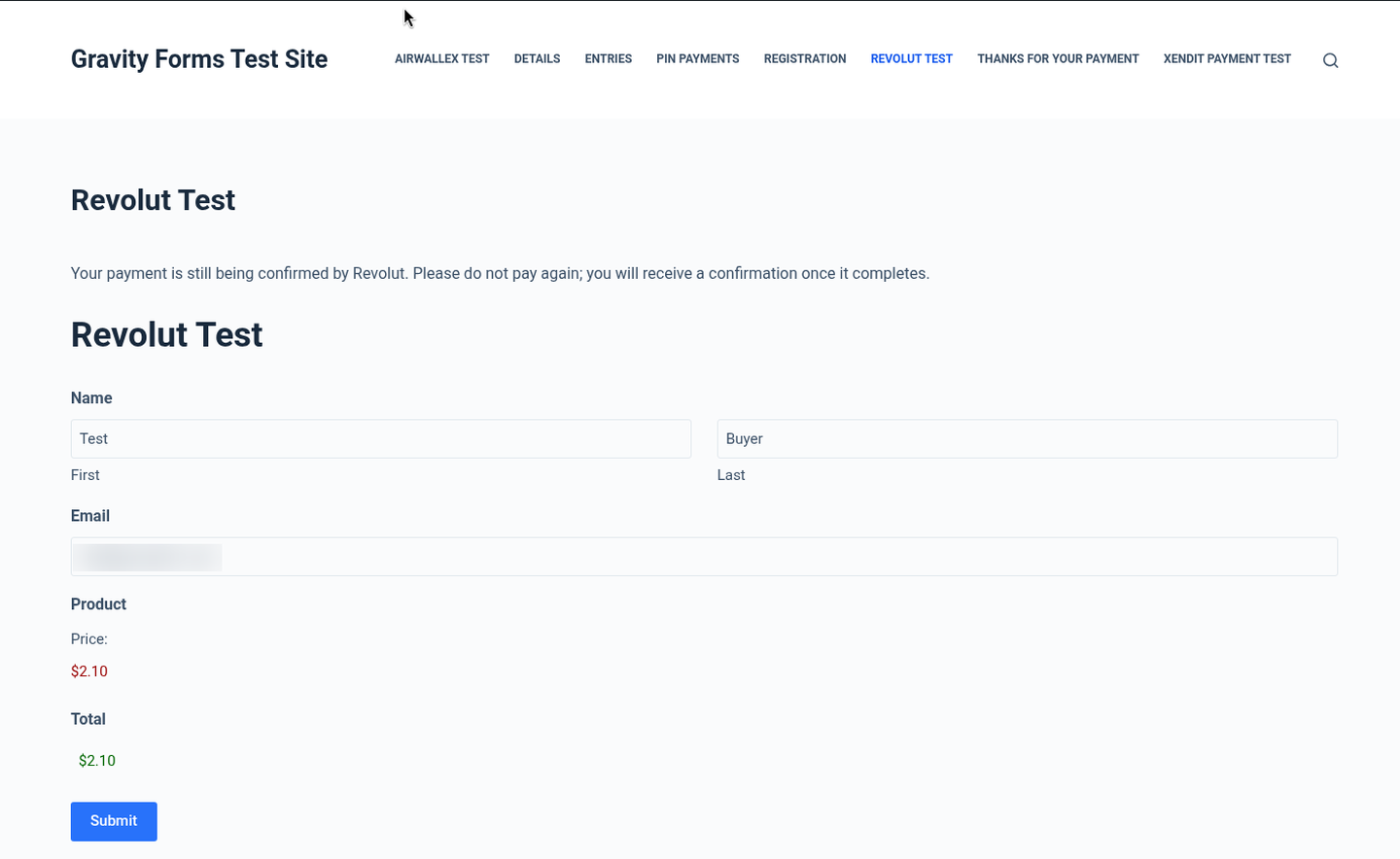 Payment being confirmed