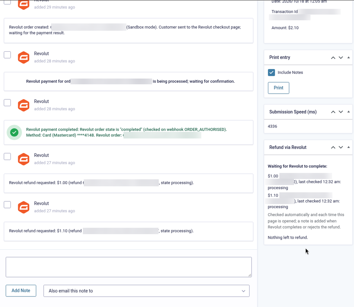 Refund notes and pending-refunds list