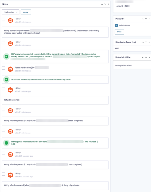 Entry notes after partial and full HitPay refunds