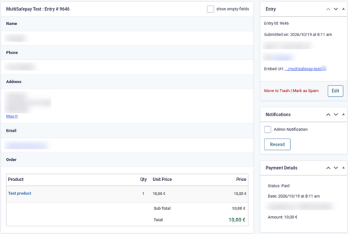 Gravity Forms entry marked Paid by MultiSafepay Gravity Forms entry marked Paid by MultiSafepay