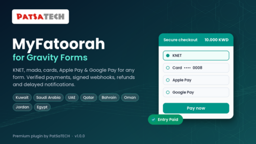 MyFatoorah Gateway for Gravity Forms by PatSaTECH: KNET, mada, cards, Apple Pay and Google Pay MyFatoorah Gateway for Gravity Forms by PatSaTECH: KNET, mada, cards, Apple Pay and Google Pay