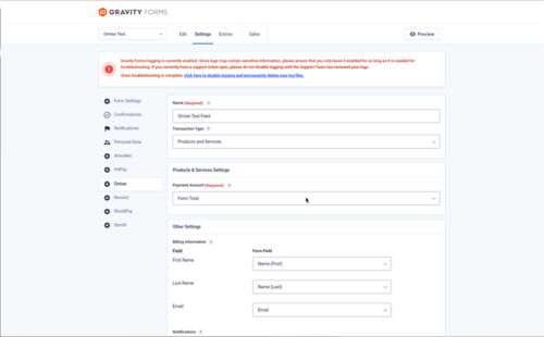 Omise feed settings with customer fields and payment amount