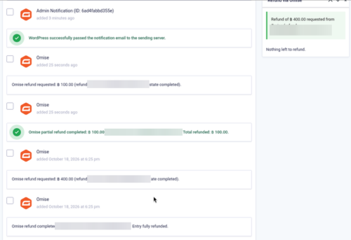 Entry notes after partial and full Omise refunds