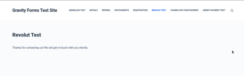 Gravity Forms confirmation shown after a successful Revolut payment