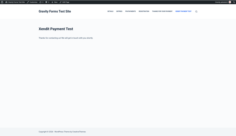 Gravity Forms confirmation shown after a successful Xendit payment Gravity Forms confirmation shown after a successful Xendit payment
