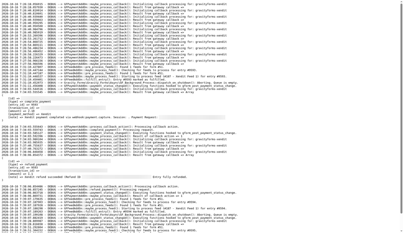 Xendit debug log in Gravity Forms logging Xendit debug log in Gravity Forms logging