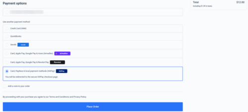 WooCommerce Blocks checkout with HitPay selected