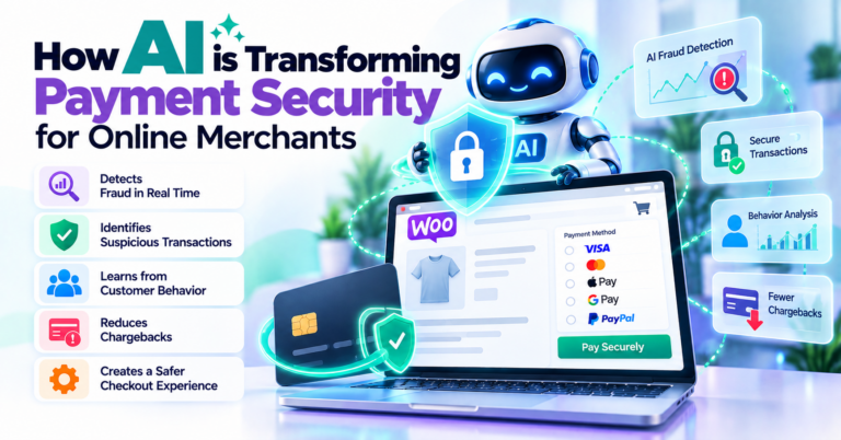 How AI Is Transforming Payment Security For Online Merchants — WooCommerce payment infographic