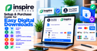 Inspire Commerce EDD setup: credentials, sandbox matrix, and purchase steps — WooCommerce payment infographic
