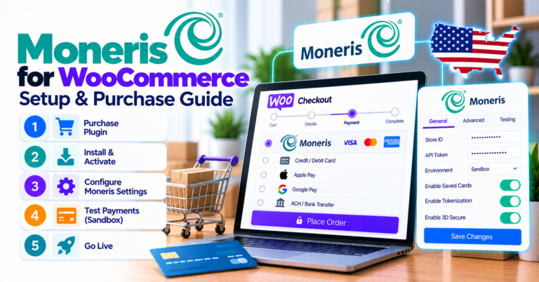 Moneris US eSELECTplus WooCommerce setup and purchase guide: checklist before you buy — WooCommerce payment infographic