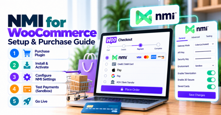 NMI WooCommerce setup and purchase guide: checklist before you buy — WooCommerce payment infographic