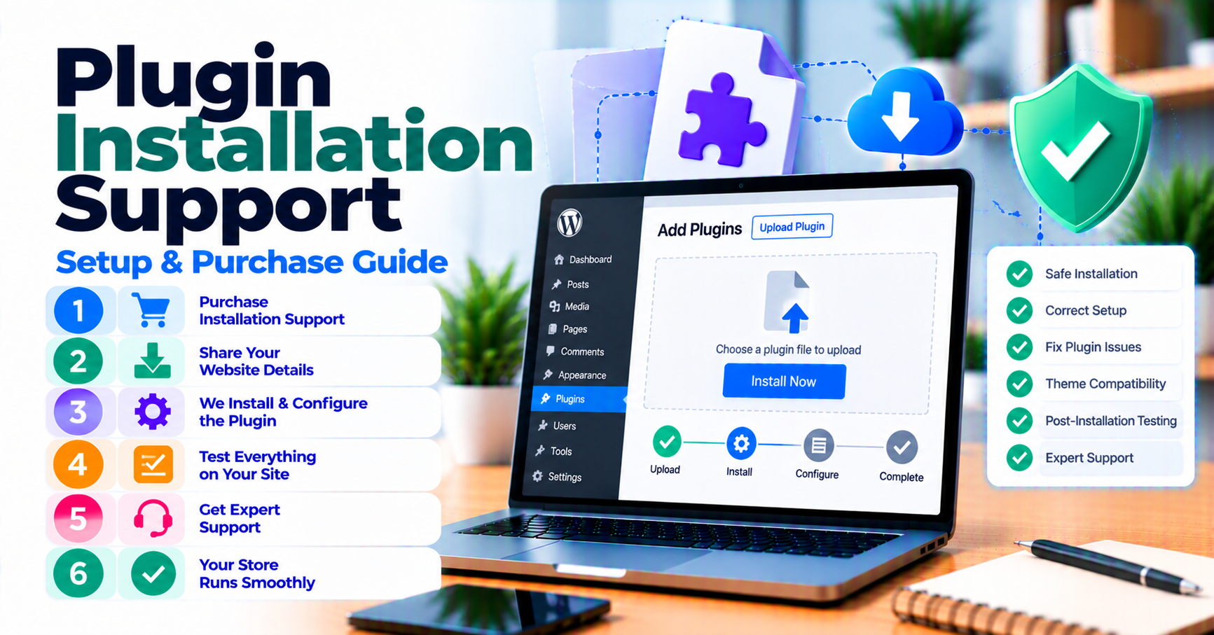 Payment gateway plugin installation support: scope, deliverables, and checkout steps — WooCommerce payment infographic