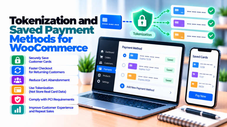 Saved cards and tokenization on WooCommerce: PCI, UX, and subscription renewals — WooCommerce payment infographic