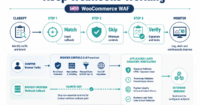 WooCommerce WAF traffic map separating shopper checkout, payment-provider callbacks, signature verification, and outbound webhooks.