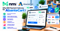 Why buy NMI Gateway for AbanteCart: on-site checkout without storing card data — WooCommerce payment infographic